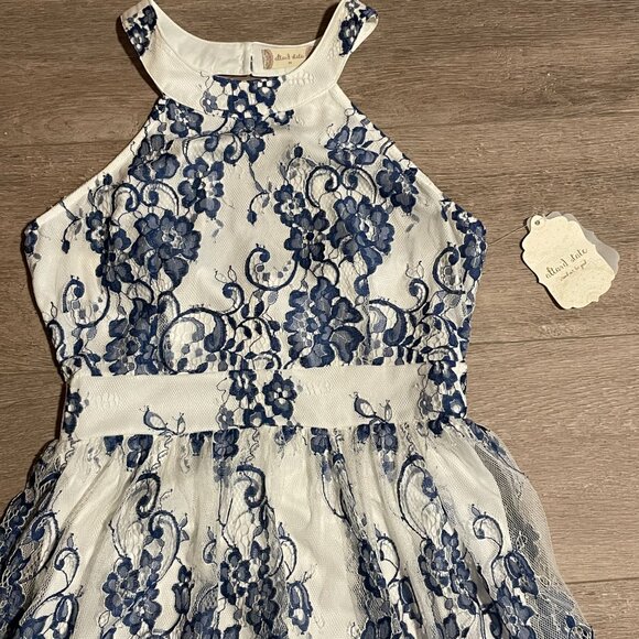 NWT Altar'd State White and Blue Lace Dress Size Medium - Picture 3 of 5